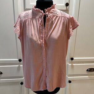 Chic Pink Lace Women's Blouse